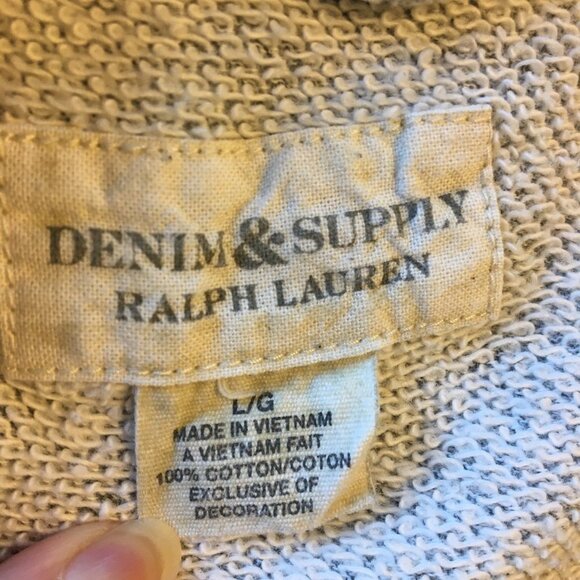 Denim & Supply Ralph Lauren Hoodie Jacket Gray 3/4 sleeves Large - Picture 7 of 10